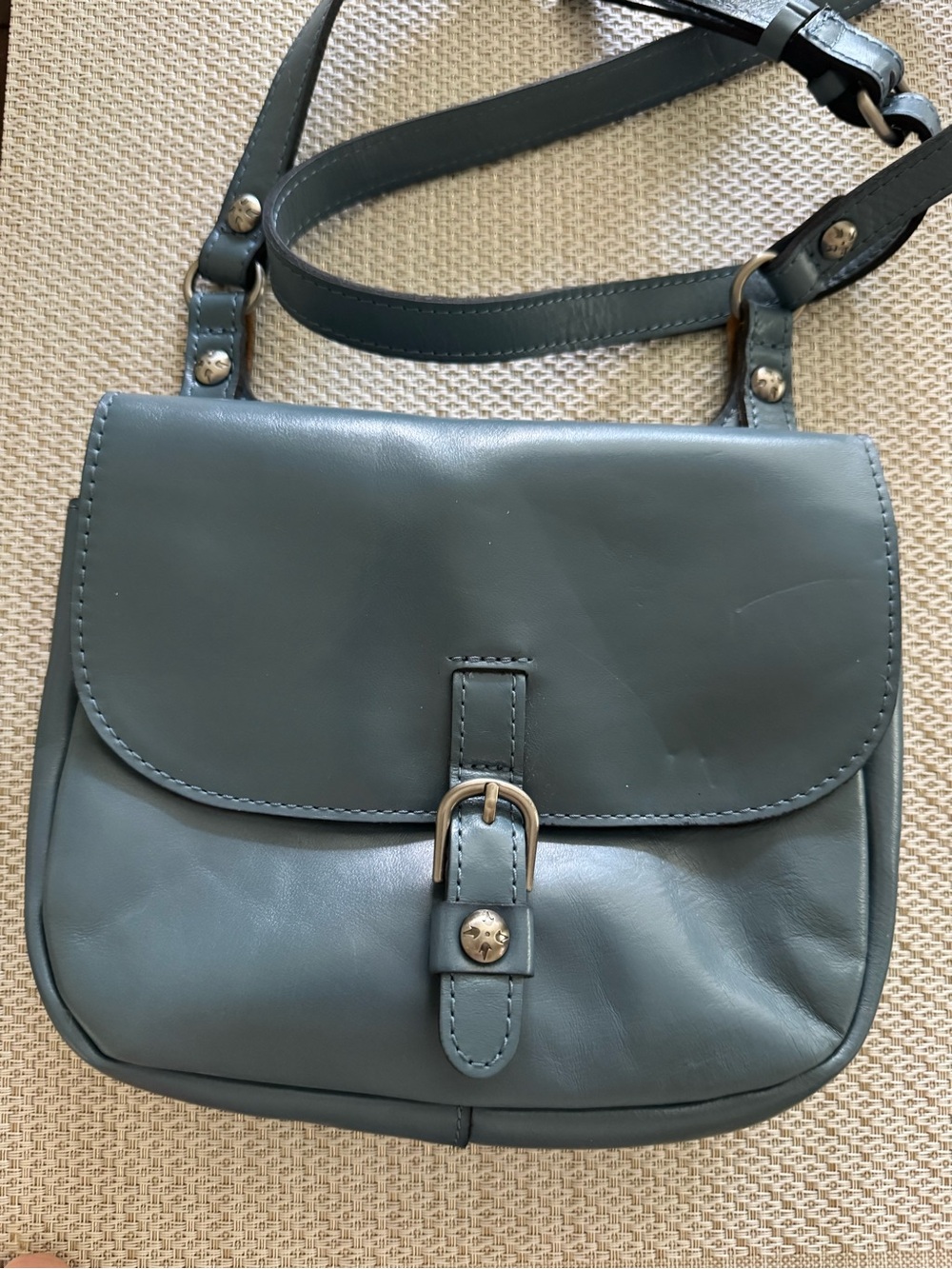 Patricia Nash Claretta Blue Leather Crossbody Saddle Bag